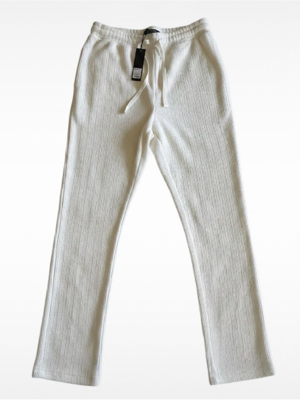 Men's Novamen Ribbed Knit Drawstring Pants - Cream